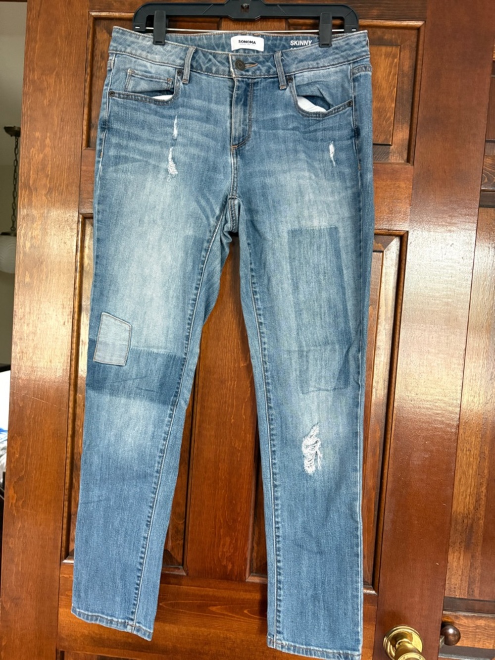 Sonoma Light Blue Skinny Ankle Jeans with Patchwork